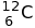 Carbon twelve in symbolic form. A capital C with the number 12 in superscript at the upper left and the number 6 in subscript at the lower left